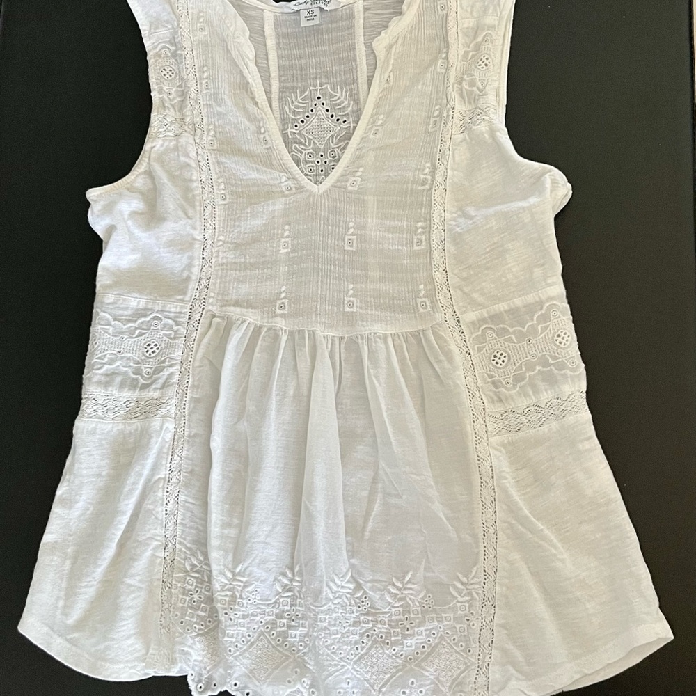 Lucky Brand Lace Detail White Tank XS